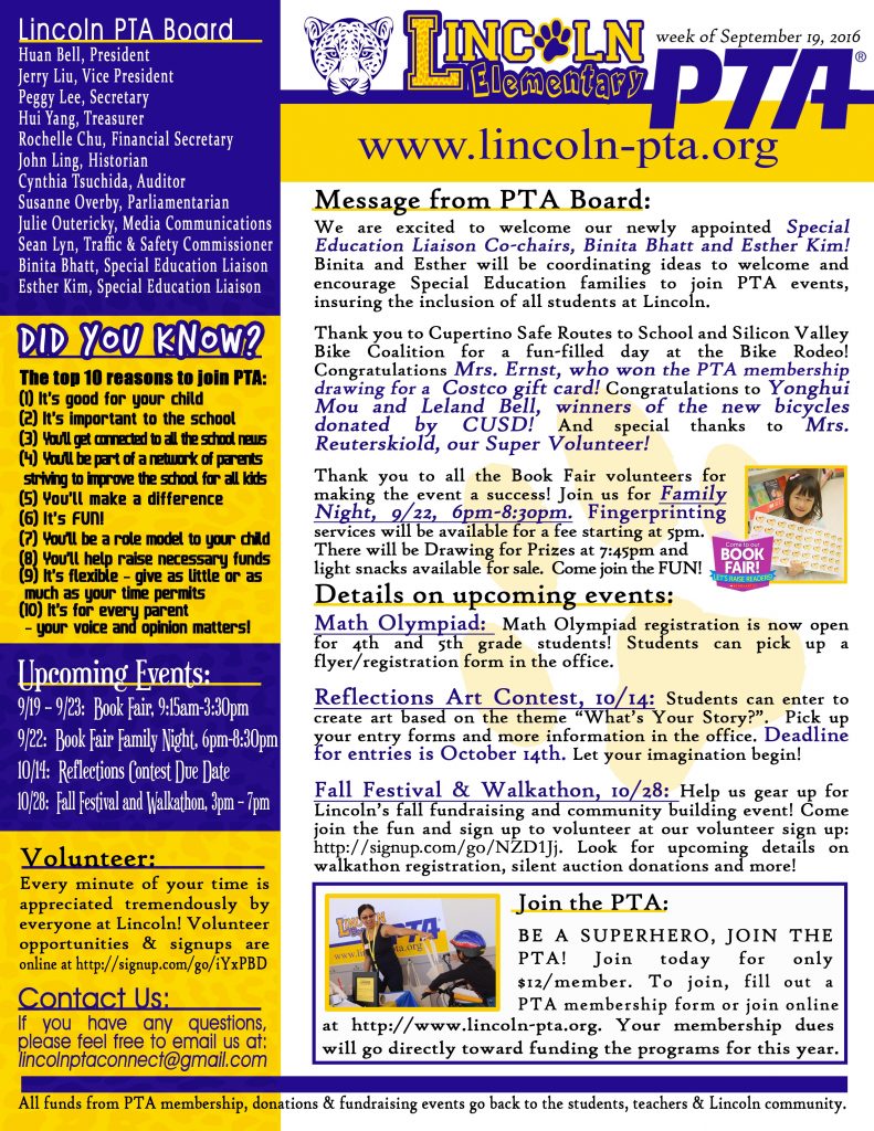 Sept 19 PTA Newsletter